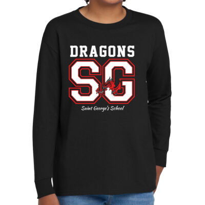 Youth Long Sleeve Cotton Tee - Black SG Thumbnail