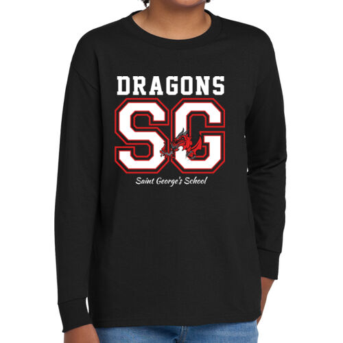 Youth Long Sleeve Cotton Tee - Black SG Thumbnail